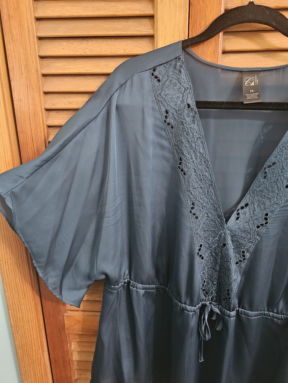 Cabernet Dark Green Lace Inset Lounge Set | Size 1X - Picture 3 of 8